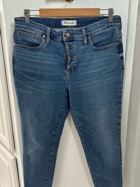 Madewell Button-Fly Skinny Jeans in Medium Blue Wash